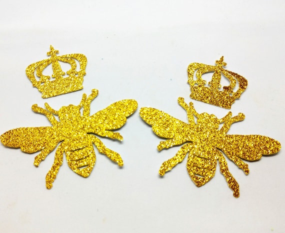 Queen Bee Die Cuts, Set of 12 Gold Glitter Il_570xn