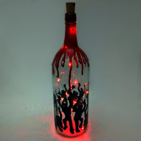 Halloween Lighted Wine Bottle, Zombie Lamp,Halloween Lights,Zombie Luminary, Zombie Halloween Decorations Il_570xn