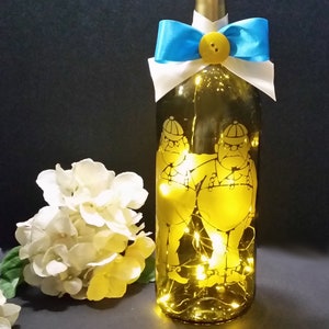 Alice in Wonderland Tweedledum and Tweedledee Lighted Wine Bottles