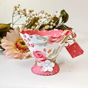 Alice in Wonderland Tea Party Paper Teacups, High Tea Party, Pink Floral pattern, Party Favors, Treat Cups, Baby Shower, Bridal Shower Decor