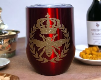 Queen Bee Ruby Red Wine Tumbler with lid