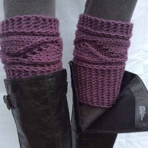 Boot Cuffs in Purple Color , Boot warmers ,  Knitted Boot Toppers, Women&#39;s leg warmers, or Select Color