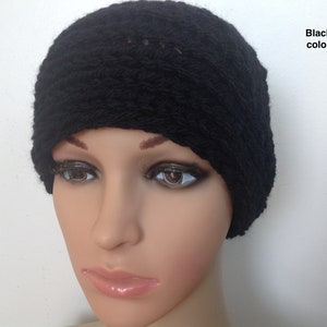 Black color Wool blend Chunky Knitted Winter Ear Warmer, Hairband Headband with button