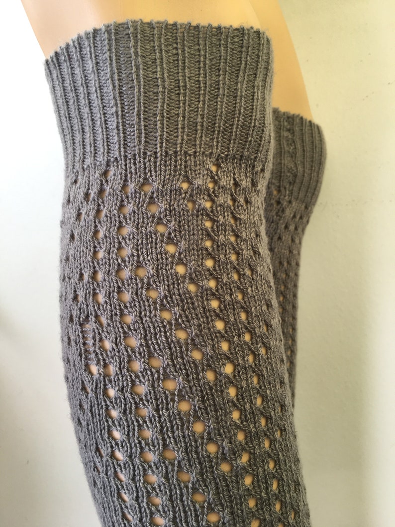 Cable Knit Long Leg warmers,Legging,Yoga,SexyLegWarmers, winter fashion, Knitted Legwarmers, Gray color. image 5