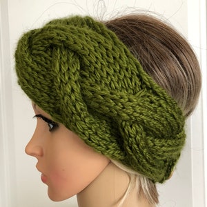 Olive color Alpaca Soft Headband , Winter Ear Warmer, Hairband, Headwrap, Accessories, Women, Winter image 1