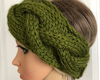 Olive color  Alpaca Soft Headband , Winter Ear Warmer, Hairband, Headwrap, Accessories, Women, Winter