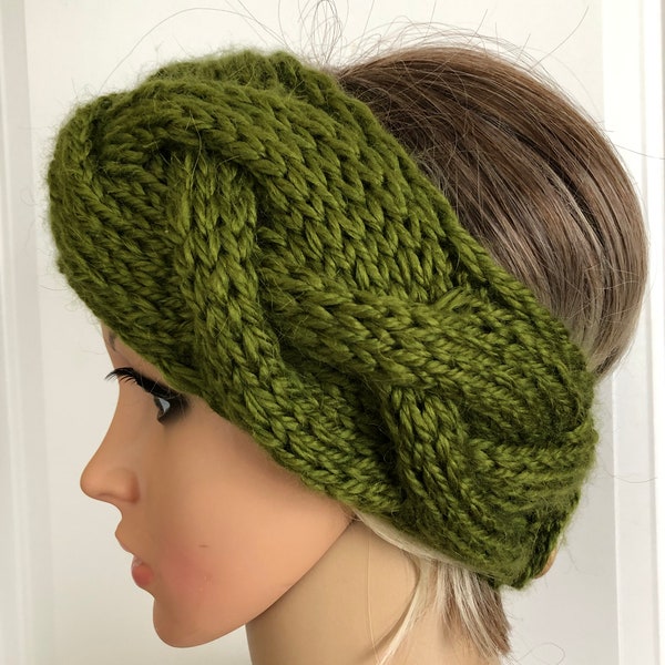 Olive color  Alpaca Soft Headband , Winter Ear Warmer, Hairband, Headwrap, Accessories, Women, Winter