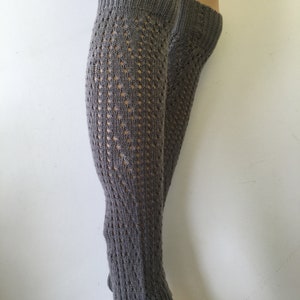 Cable Knit Long Leg warmers,Legging,Yoga,SexyLegWarmers, winter fashion, Knitted Legwarmers, Gray color. image 4