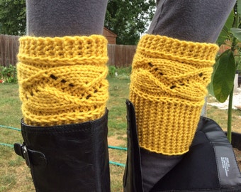 Women's Boot Cuffs, Knitted Boot Toppers, Boot Toppers, Accessories, Acrylic  Mustard color or select colors