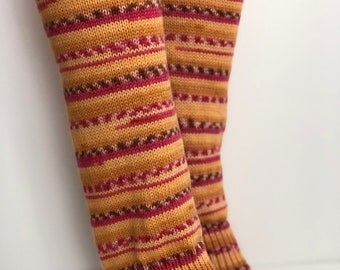 Bamboo sock Merino wool Knitted Long Leg warmers,Legging,Yoga,SexyLegWarmers, winter fashion, Self-Striping socks, multicolor