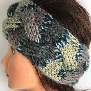 Olive color Alpaca Soft Headband , Winter Ear Warmer, Hairband, Headwrap, Accessories, Women, Winter image 8