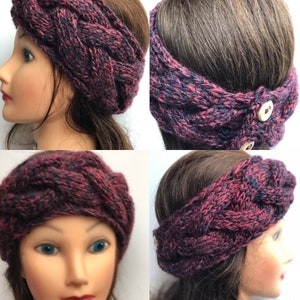 Alpaca Cable knit headband, handmade ear warmer made from Feliz Alpaca yarn, multicolor headband, Winter ear warmer