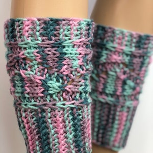 Kleurrijke acryl laarzen manchetten, strepen bootmanchetten, gebreide laarstoppers, beenwarmers dames, accessoires