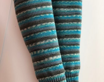 Bamboo sock, Knitted Long Leg warmers,Legging,Yoga,SexyLegWarmers, winter fashion, Self-Striping socks, multicolor