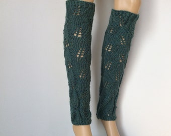 Merino Wool Soft Knitted Legwarmers, Leg warmers,boot cuffs, leg warmers in Dark Green color or Select Color