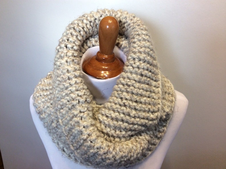 Long Wheat Color Scarf, Soft, Knit Chunky Infinity Scarf, Accessory ...