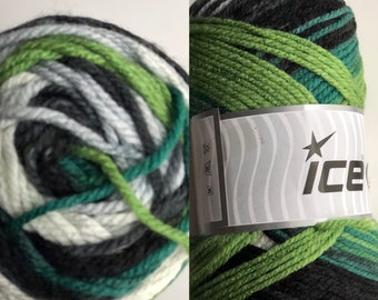 Favorite Magic Black, Great, White, Green Shades multicolor yarn, Acrylic yarn, for knitting, crochet ,for any project