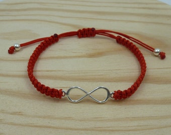 Pulsera ajustable con entrepieza Infinito en Plata de Ley