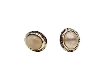 Earrings Onella Pink Quartz button | Ssread Silver