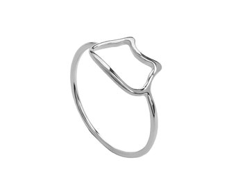 Cat Ring face silhouette | Sterling Silver