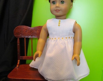 White Dress for 18'' Dolls, White Dotted Swiss Fabric, Fun Communion Dress,Cute Sunday Dress,Party Dress,Dainty Dress,Fun Dress,Pretty Dress