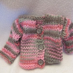 Pink and Gray Varigated Hand Knit Sweater for 14&#39;&#39; and 14 1/2&#39;&#39; Dolls, Wellie Wishers and Heart for Hearts Doll Sweater, Lovely Sweater