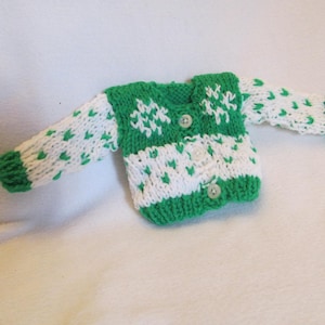 Hand Knit Ski Sweater, Fits 14&#39;&#39; and 14 1/2&#39;&#39; Dolls Such as Wellie Wishers or Hearts for Hearts Dolls, Winter Doll Wear, Cute Doll Sweater