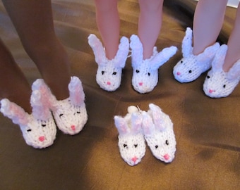Tiny Bunny Slippers - Fit 14'' or 14 1/2'' Dolls Feet,Slippers to go with Any Night Gown or Pajamas,Fun for Sleep Overs, Cozy for the Winter