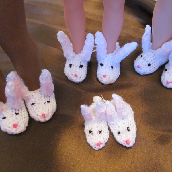 Tiny Bunny Slippers - Fit 14'' or 14 1/2'' Dolls Feet,Slippers to go with Any Night Gown or Pajamas,Fun for Sleep Overs, Cozy for the Winter