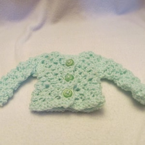 Mint Green Open Stitch Doll Sweater, Hand Knit to Fit 14&#39;&#39; and 14 1/2&#39;&#39; Dolls Such as Wellie Wishers and Hearts for Hearts, Knit with Love