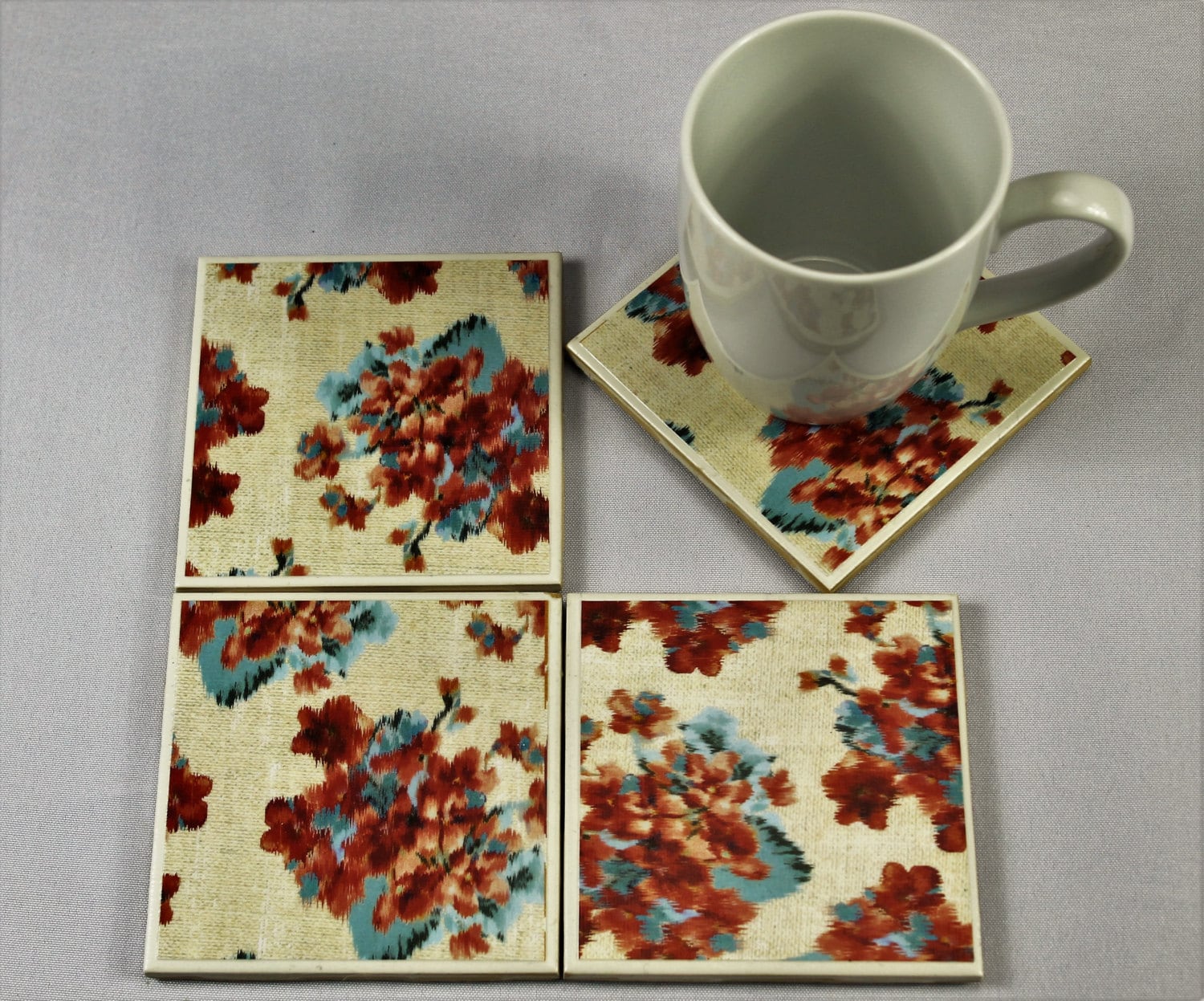 Impressionist Flowers Tile Coasters Etsy