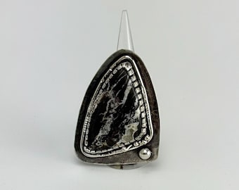 Natural White Buffalo & Sterling Silver Ring