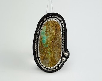 Natural No. 8 Turquoise Sterling Silver Statement Ring, Size 7.75