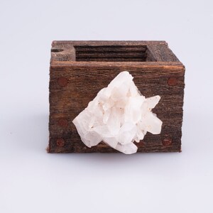 Natural Clear Quartz Crystal Rustic Box