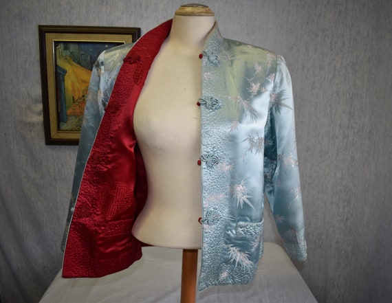 40s M Reversible Chinese Silk Satin Brocade Jacqua