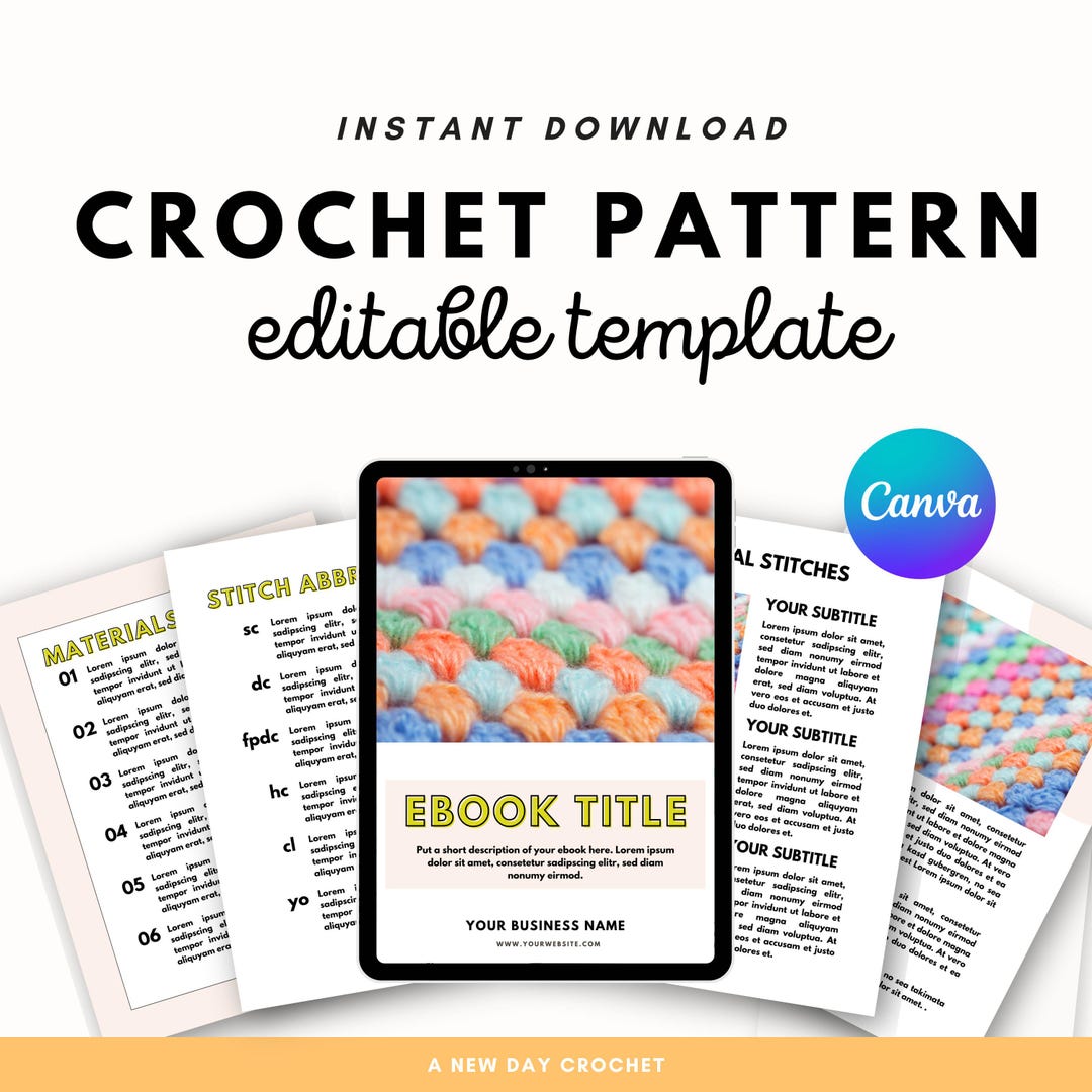 Crochet & Knitting Pattern Template | Editable PDF Pattern Pages ...