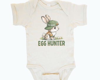 Easter Bunny Egg Hunter Baby Onesie®: Bunny Spring Bodysuit Natural