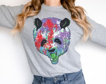 Sudadera con cuello redondo y estampado de panda salvaje: un regalo divertido para mamá