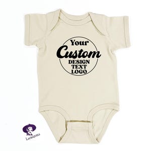 Custom Logo Bodysuit - Custom Text Printed, Your Design or Logo Printed Directly Onto a Bodysuit - Custom Company Logo Printed - Custom Text