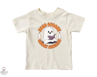 Camiseta infantil de Halloween "Lee historias de fantasmas espeluznantes"