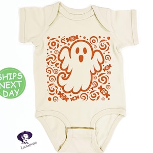 Sweet Ghost Baby Onesie® - Cute Ghost Halloween Baby Bodysuit - Trendy Halloween Kids Onesie®  - Cute Natural Bodysuit
