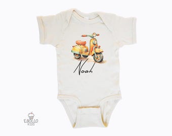 Grenouillère bébé personnalisée : cadeau baby shower, body trottinette personnalisé