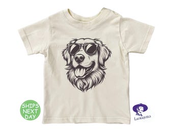 Sunglasses Dog Toddler Shirt: Natural Kids Tee, Dog Lover Gift