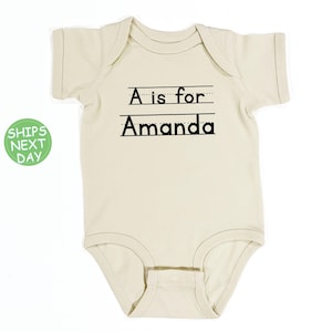 A is for Amanda Custom Text Baby Bodysuit - Funny Custom Text Printed, Your Text Printed Directly Onto a Baby Bodysuit - Custom Printed Tee