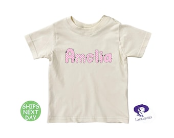 Personalized Baby Girl Shirt: Custom Name Tee, Handmade Kids Clothing