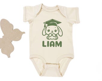 Custom Graduation Bunny Onesie®: Personalized Retro Baby Bodysuit