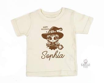 Personalized Little Witch Halloween Shirt: Retro Custom Toddler Tee