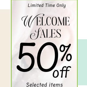 Puede incluir: Gr&aacute;fico promocional con fondo blanco y borde verde. El texto dice "Limited Time Only" y "WELCOME SALES 50% off Selected items." El logotipo de EBOLOKIDS est&aacute; en la esquina inferior izquierda.