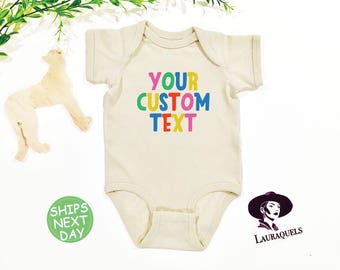 Body de bebé con texto personalizado®: diseño personalizado o logotipo impreso - Body natural