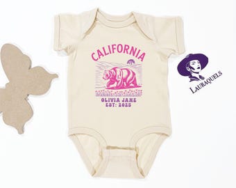 Body personalizado para bebé: Body con nombre y fecha personalizados, diseño de California